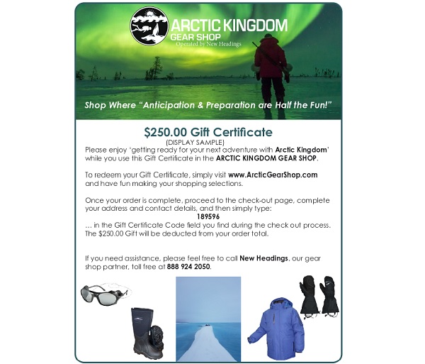 Arctic Kingdom Gift Certificate